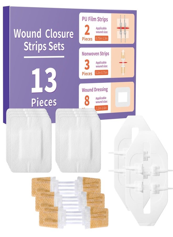 Yeasing Zip Stitch 13 Pack Wound Closure Strip 3 Types Emergency Laceration Closure Kit Butterfly Bandages Adhesive Bandages Without Stitches for Outdoors - Image 1